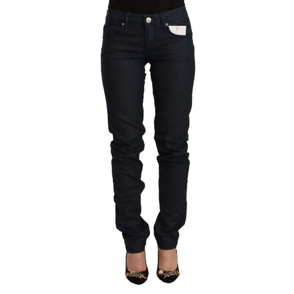 Acht Black Cotton Low Waist Slim Fit Denim Women's Jeans